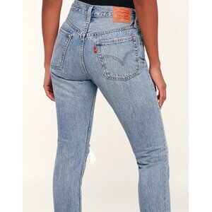 LEVIs 501 Jeans High Rise Skinny with Button Fly light wash